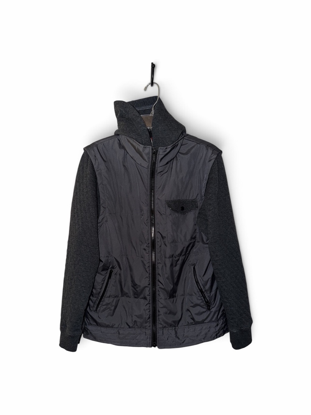 Tony Hawk Men's Full Zip Jacket Hybrid Windbreaker Hoodie Black Gray Size Large